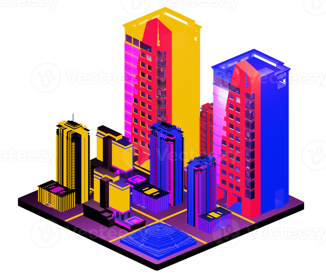 Isometric building arrangement png