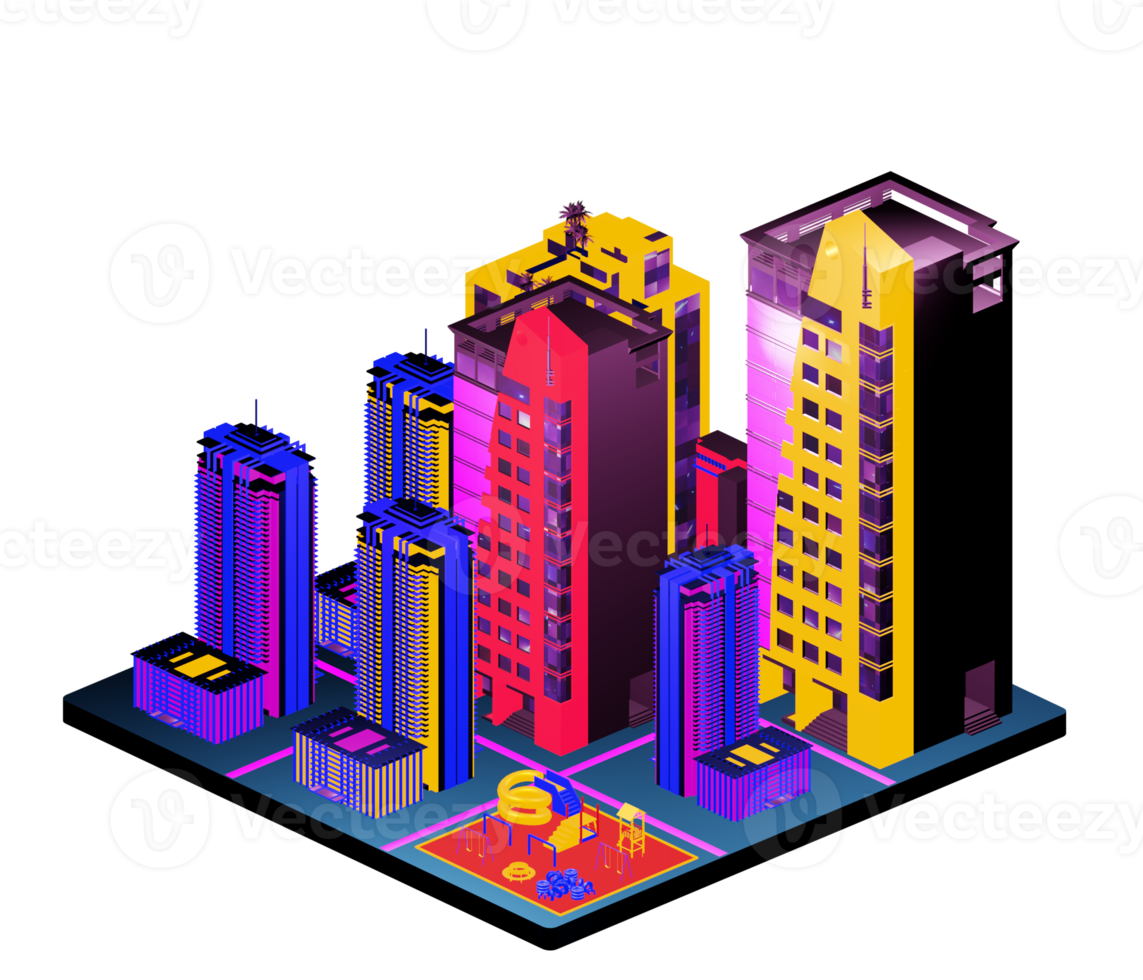 Retro isometric building png