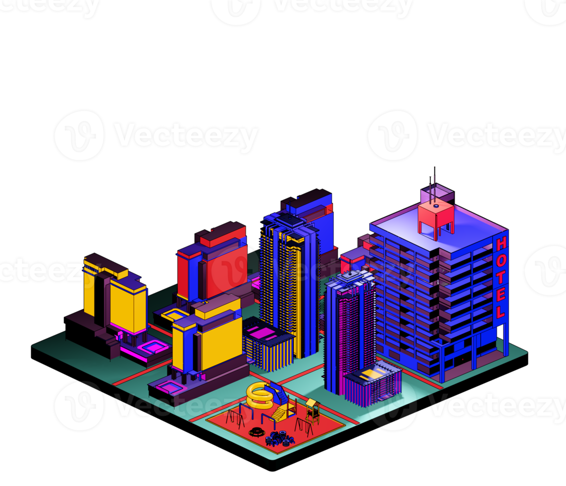 Retro isometric building png