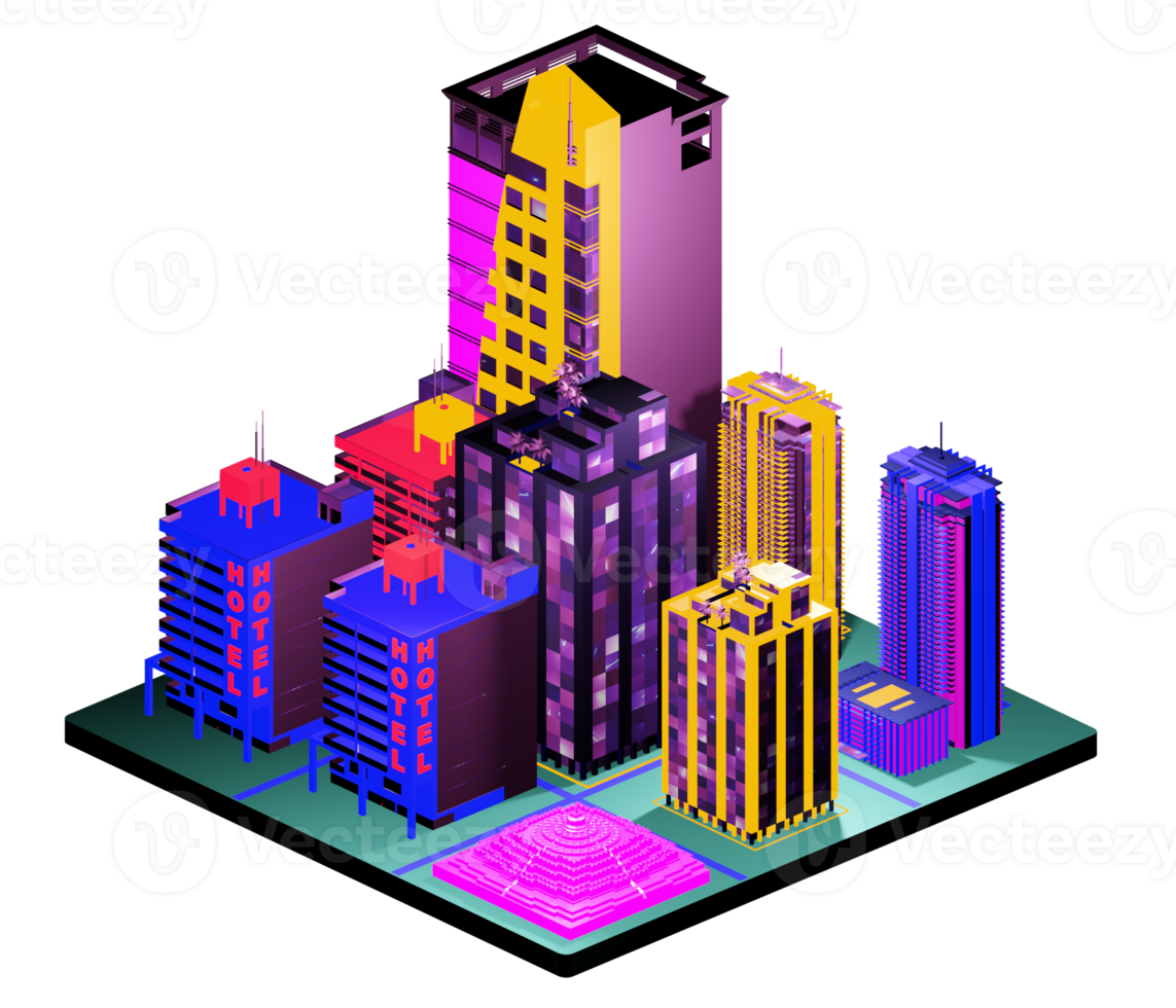 Retro isometric building png