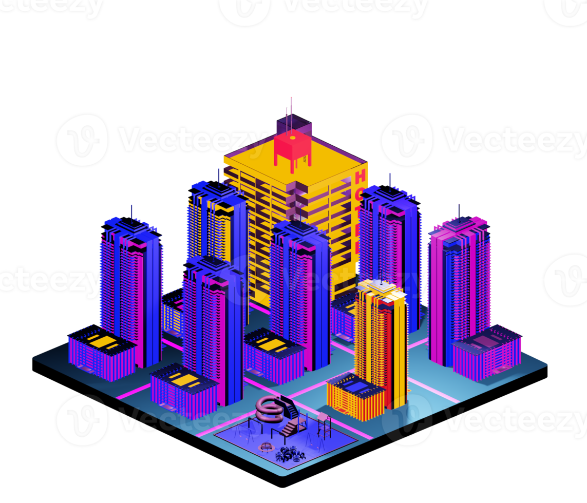 Isometric building in retro style png