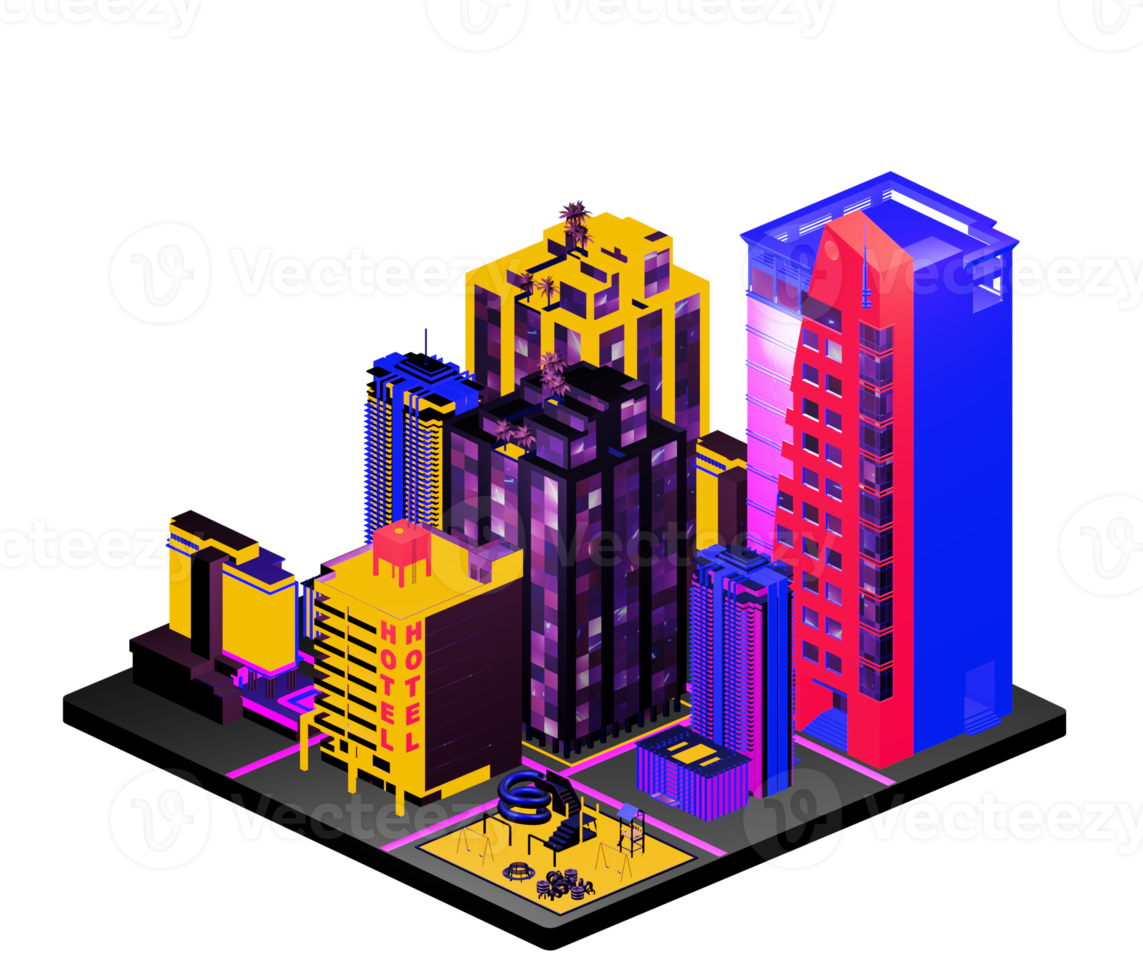 Retro isometric building png