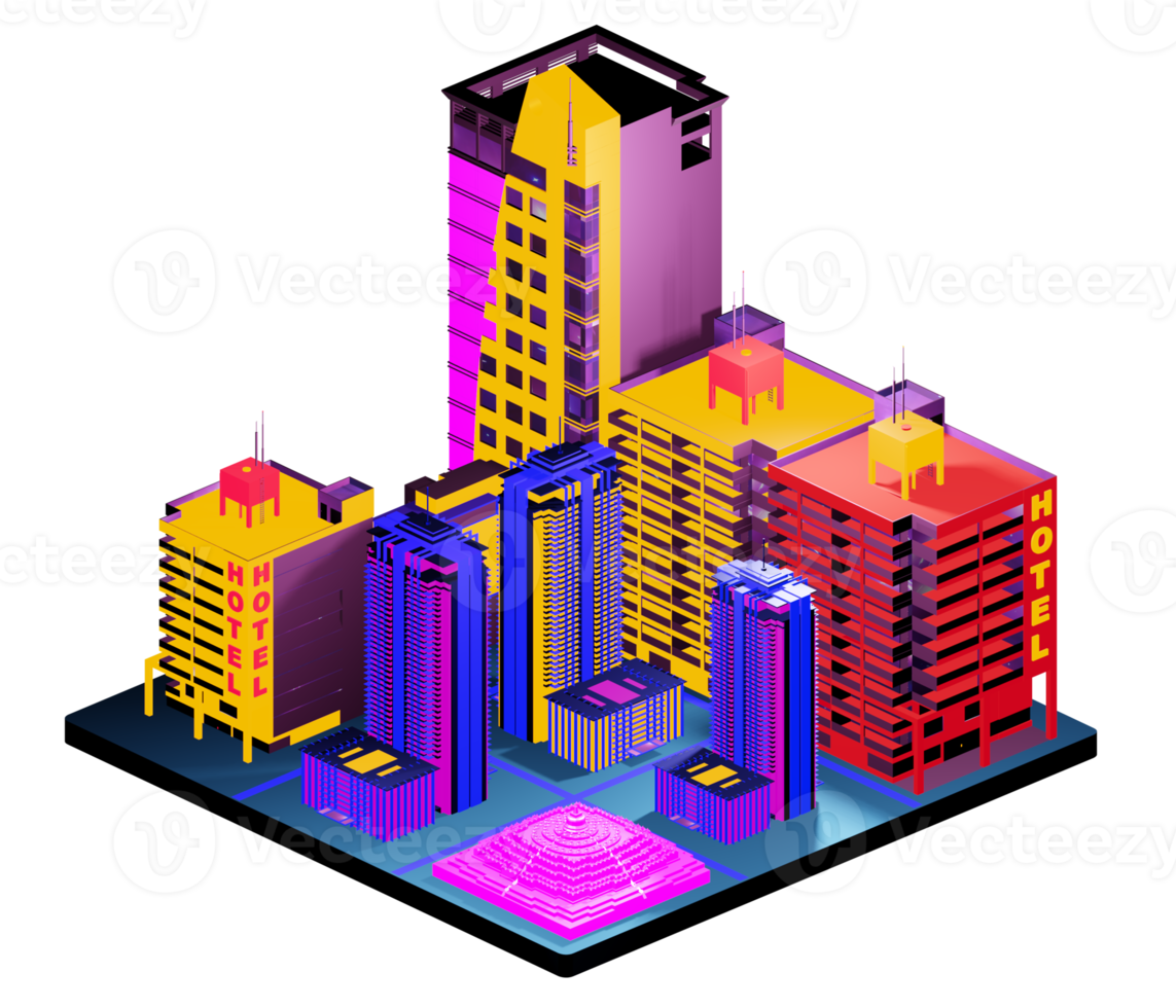 Isometric building in retro style png