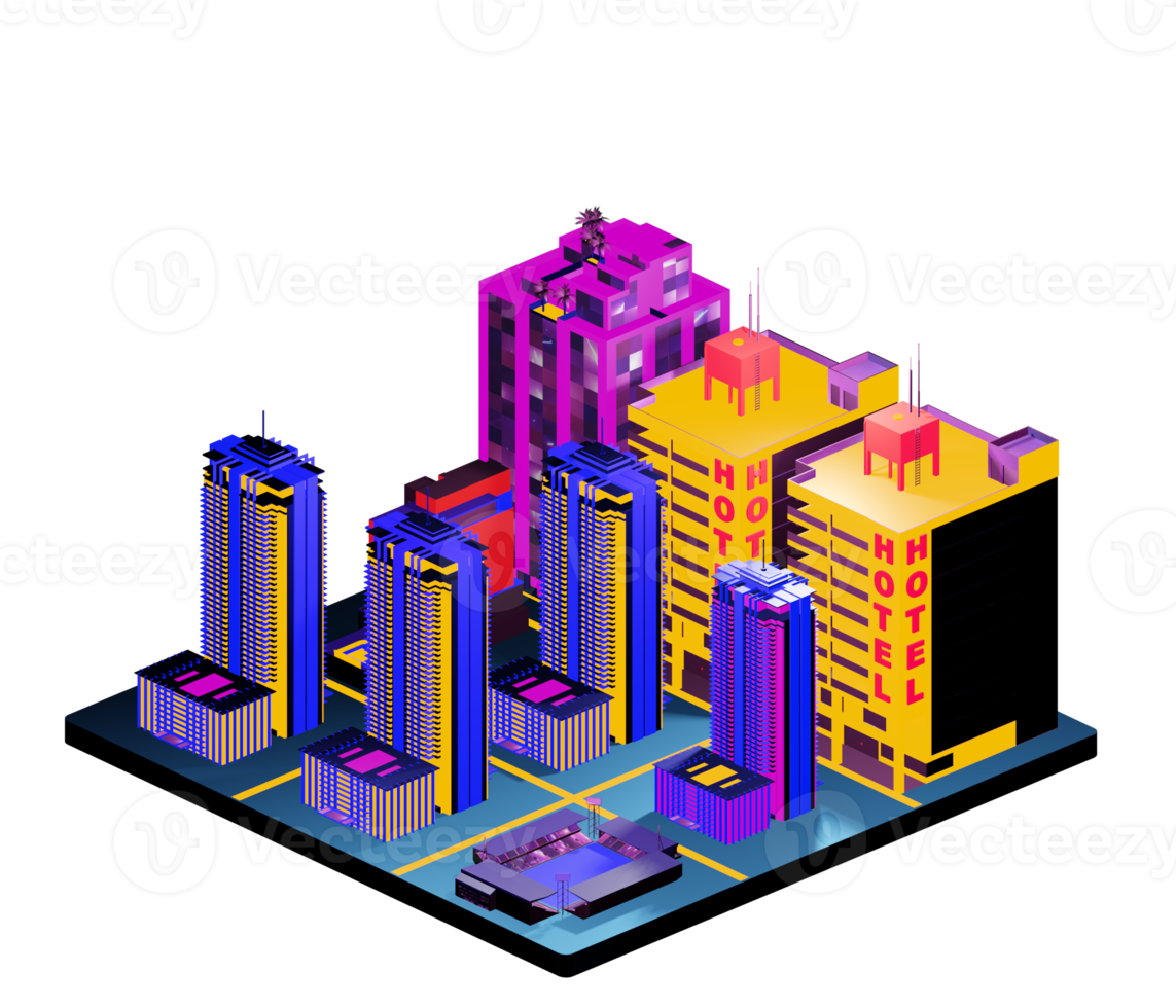 Isometric building arrangement png