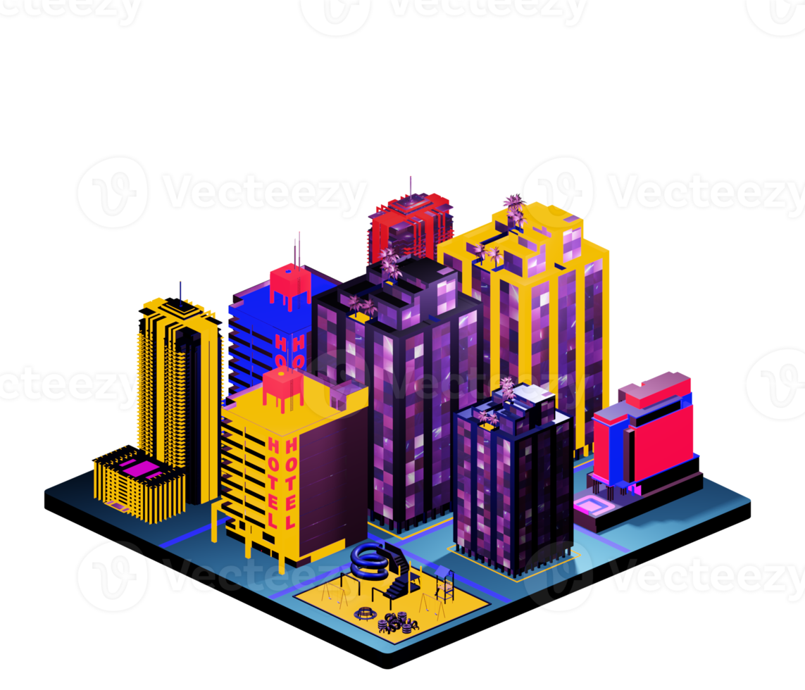 Isometric building arrangement png