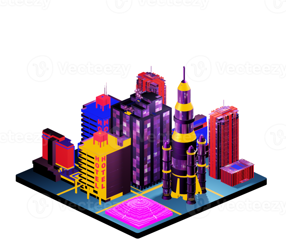 Isometric building in retro style png