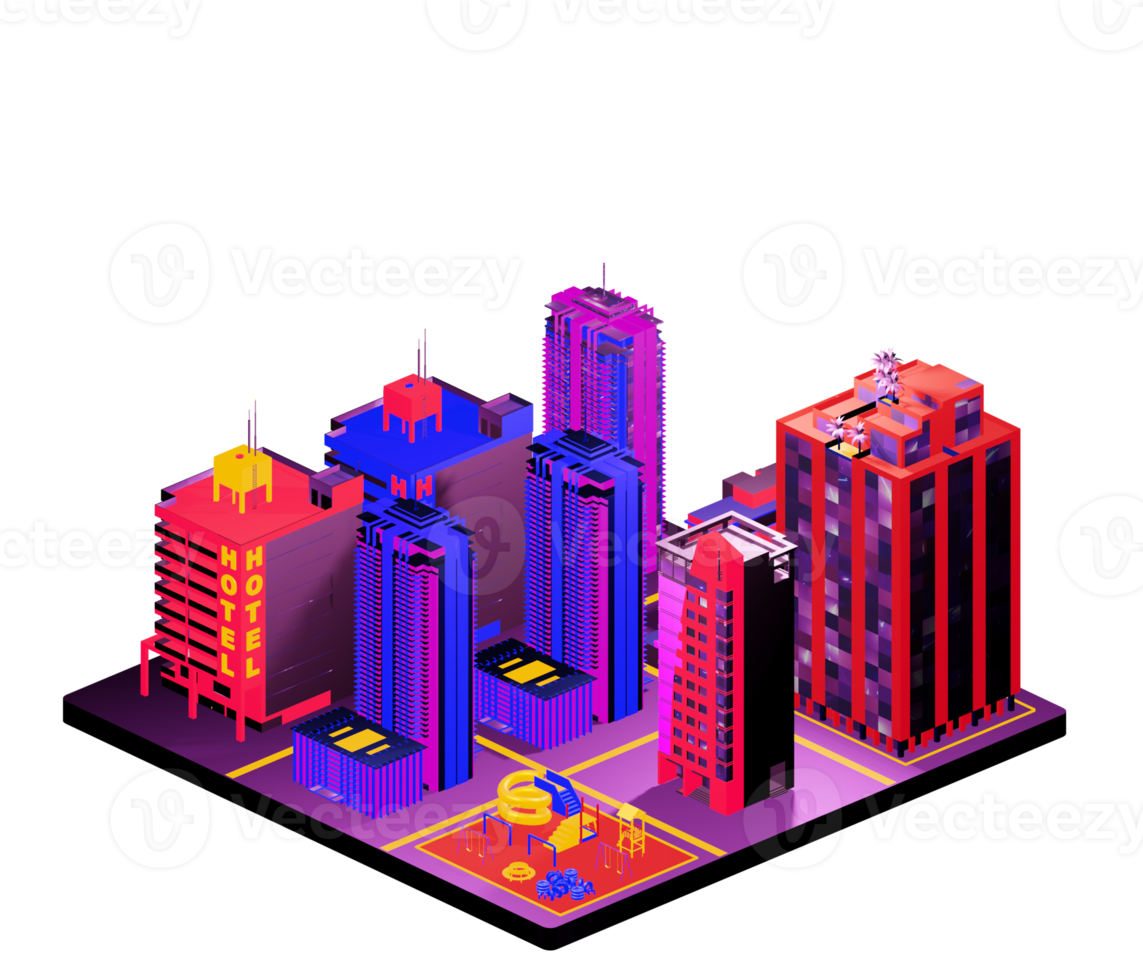 Isometric building arrangement png