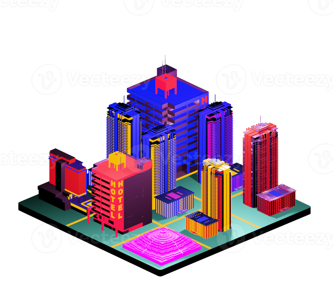 Isometric building in retro style png