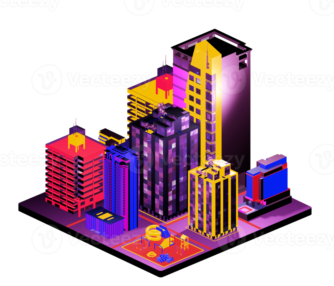 Isometric building arrangement png