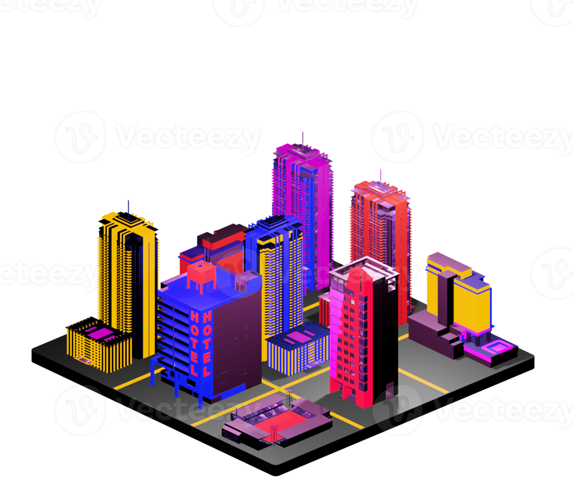 Isometric building arrangement png