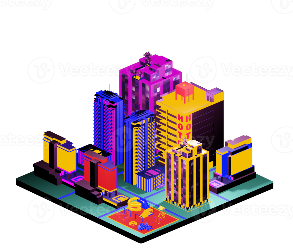 Isometric building arrangement png