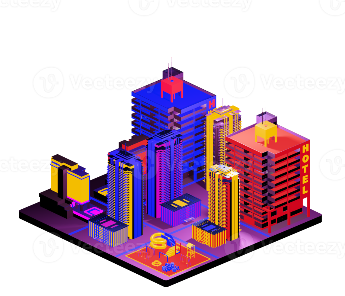 Isometric building in retro style png