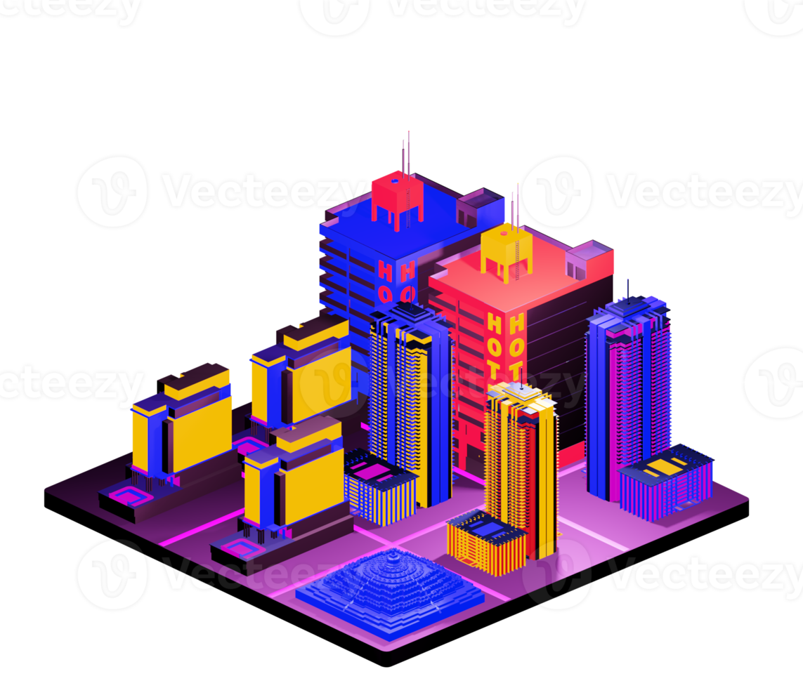 Isometric building arrangement png