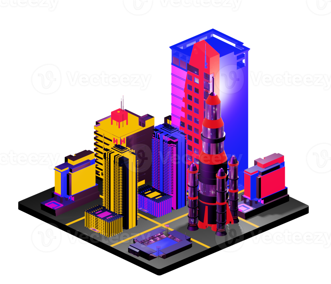 Isometric building arrangement png