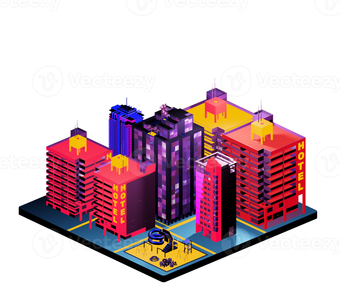 Isometric building arrangement png