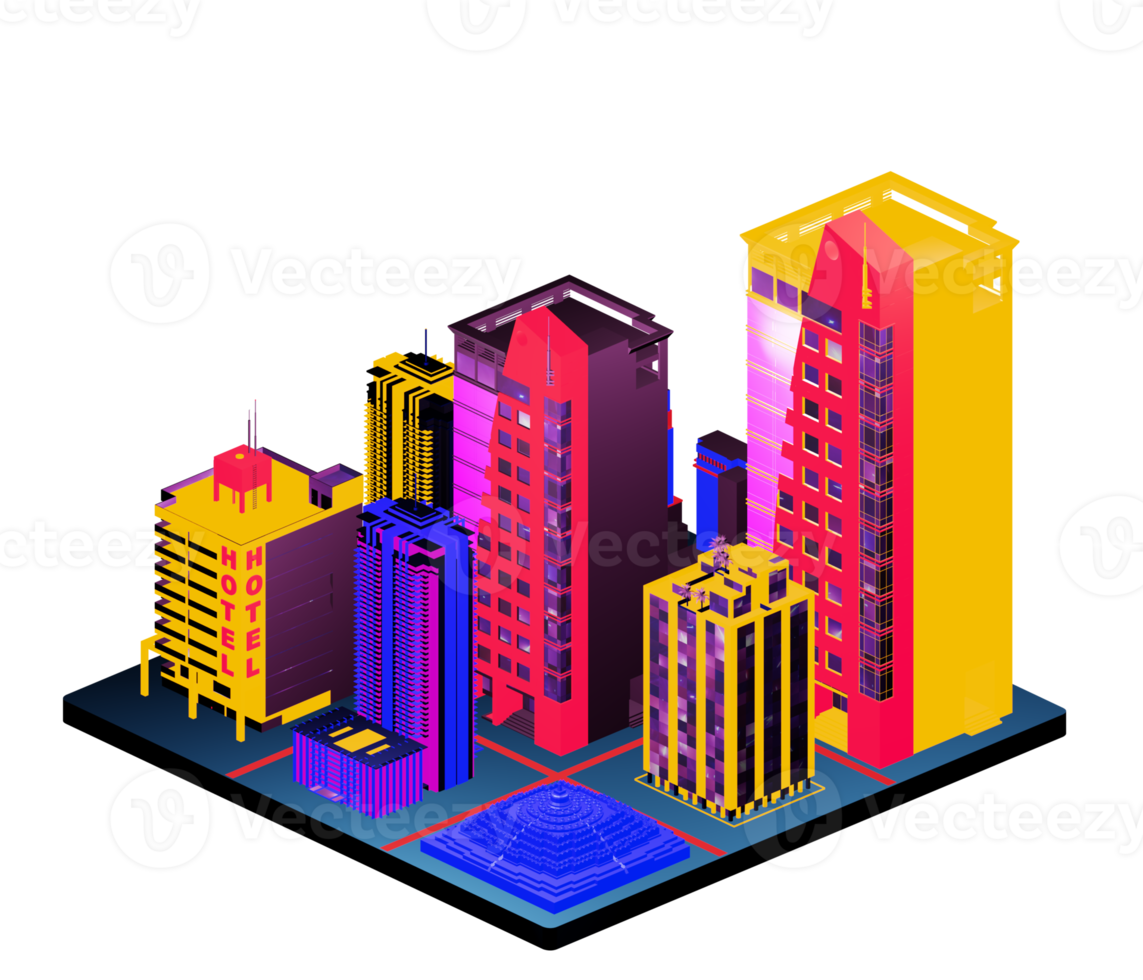 Isometric building arrangement png