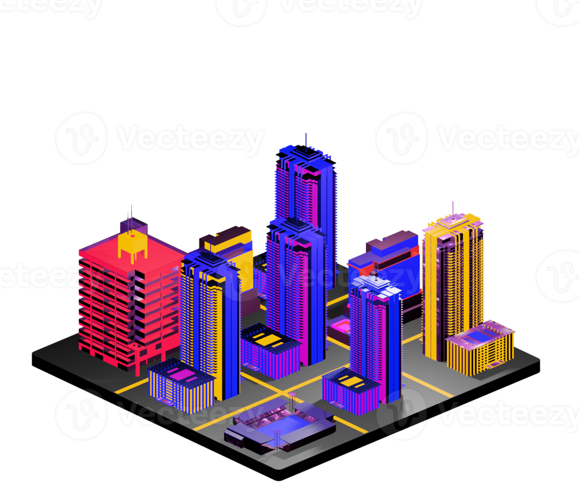 Retro isometric building png