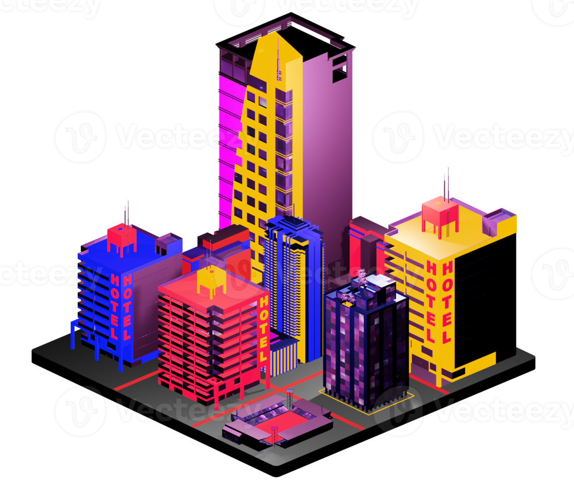 Retro isometric building png