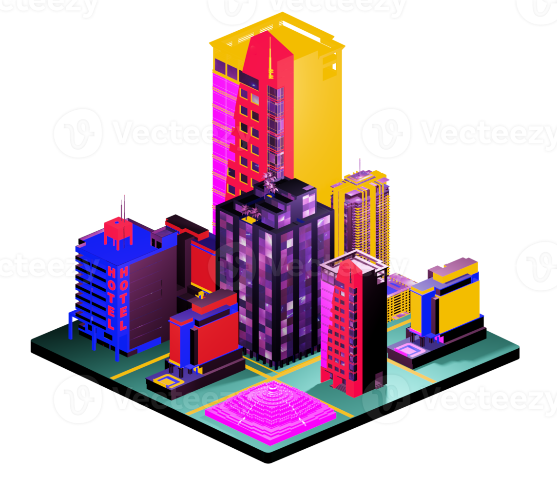 Isometric building in retro style png