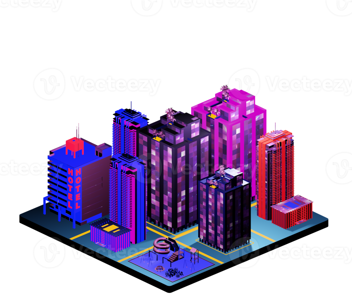 Isometric building arrangement png