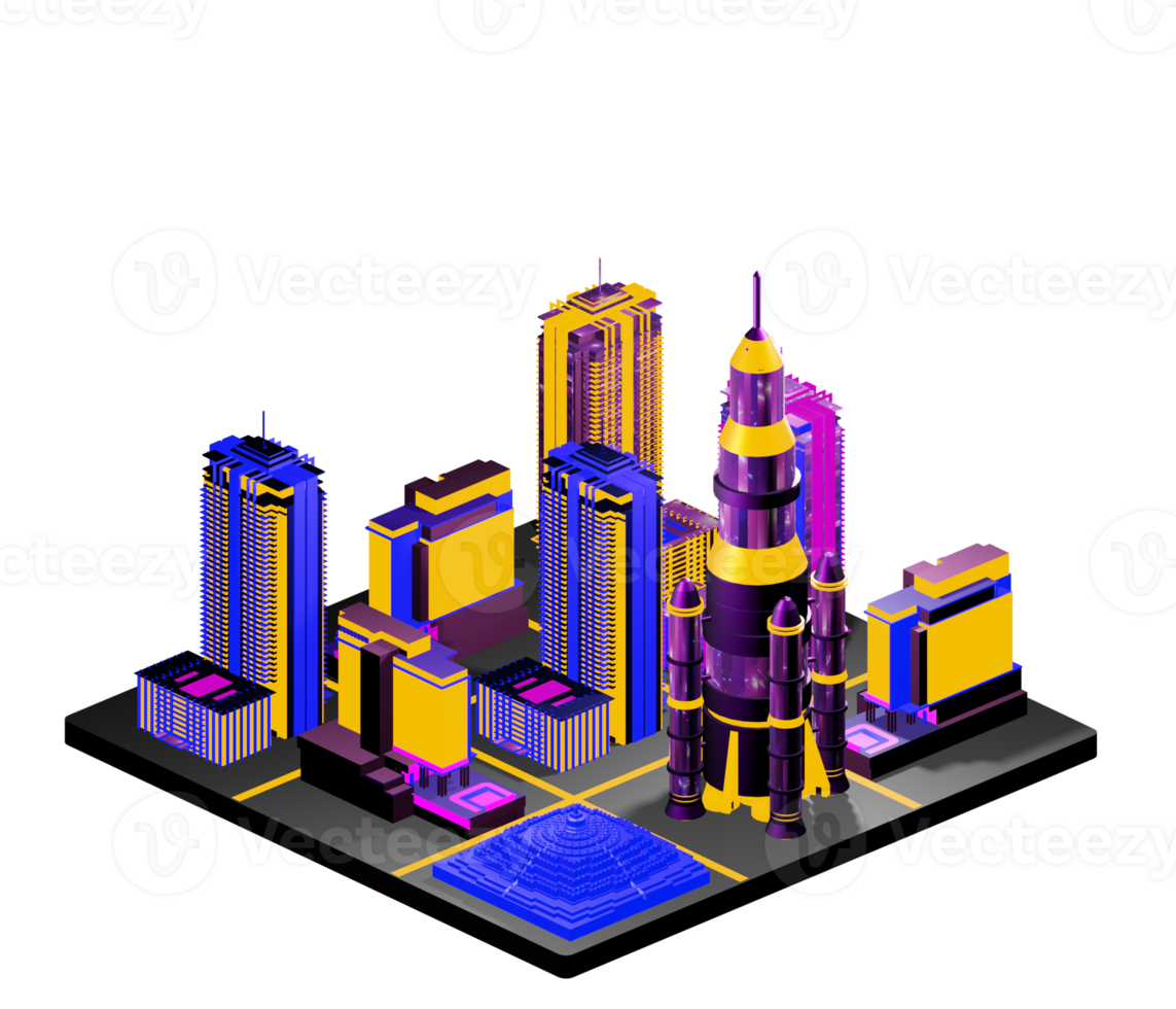 Isometric building arrangement png