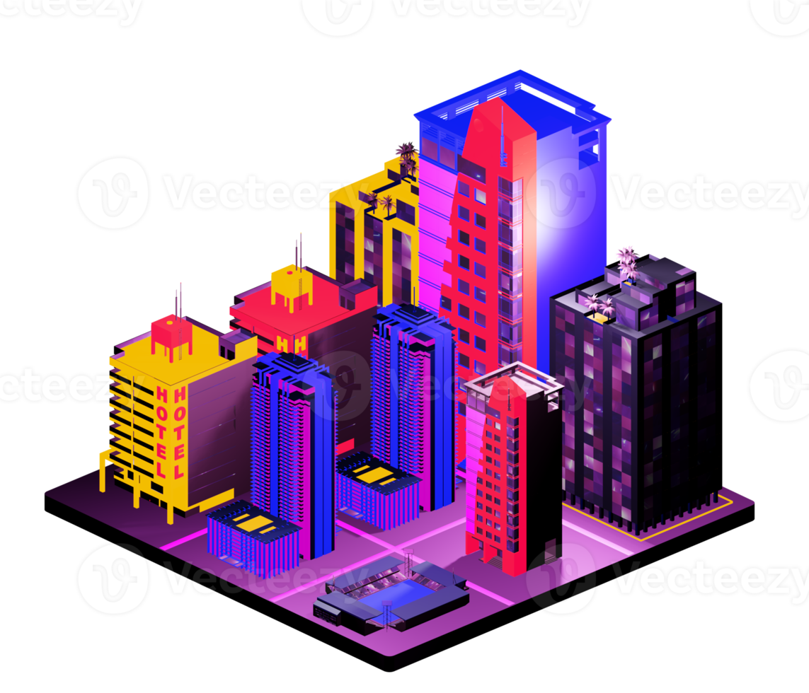 Isometric building arrangement png