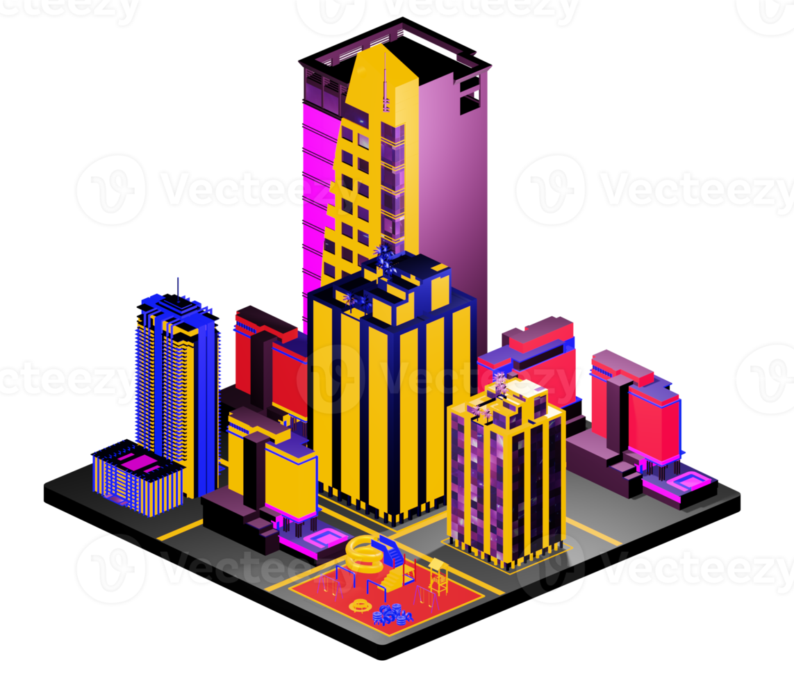 Isometric building arrangement png