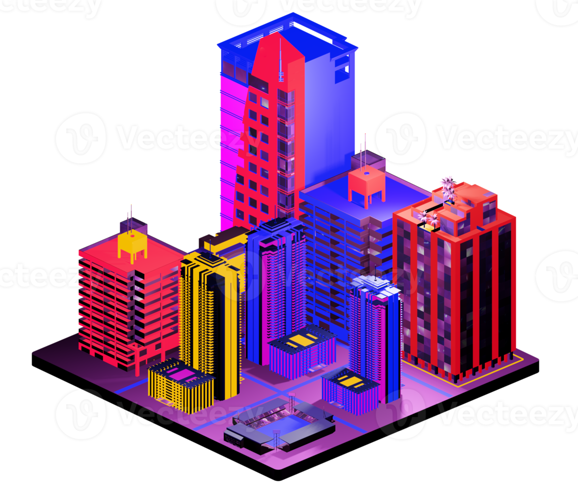 Isometric building in retro style png