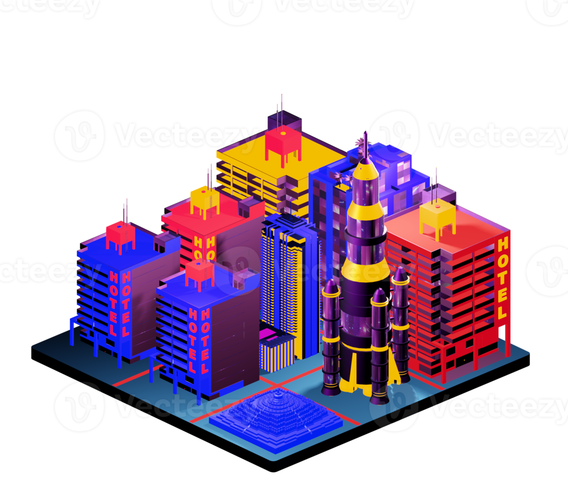 Isometric building arrangement png