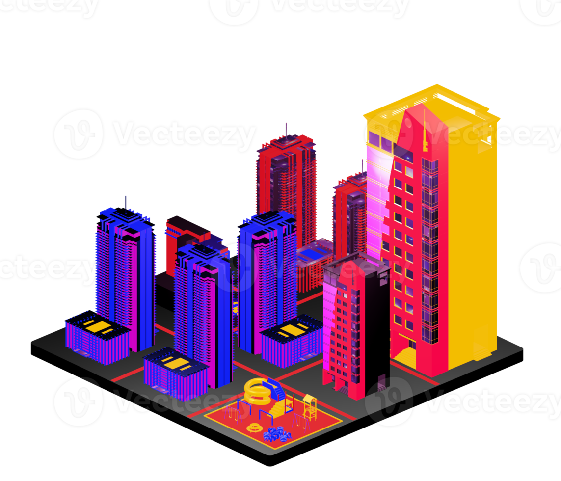 Isometric building arrangement png