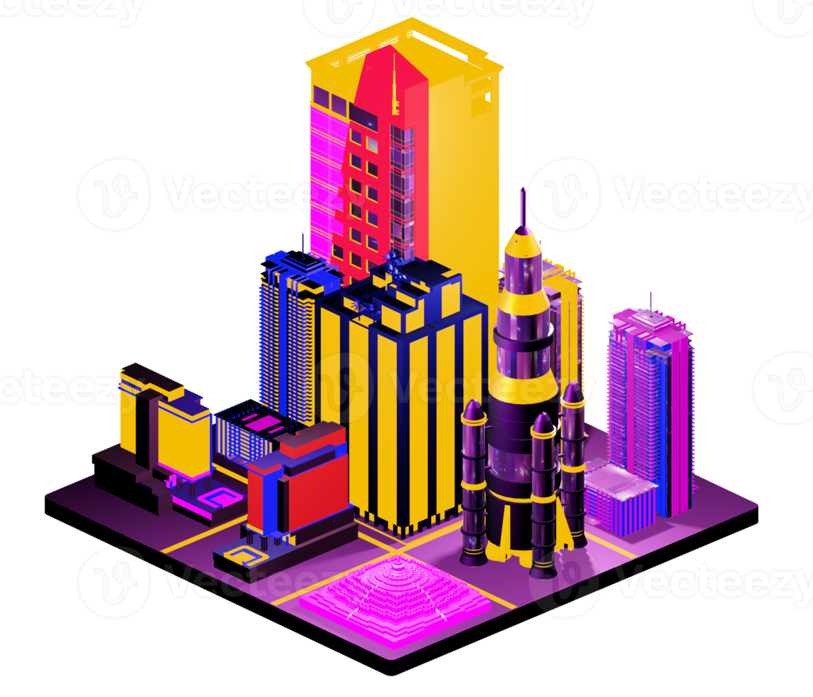 Isometric building arrangement png