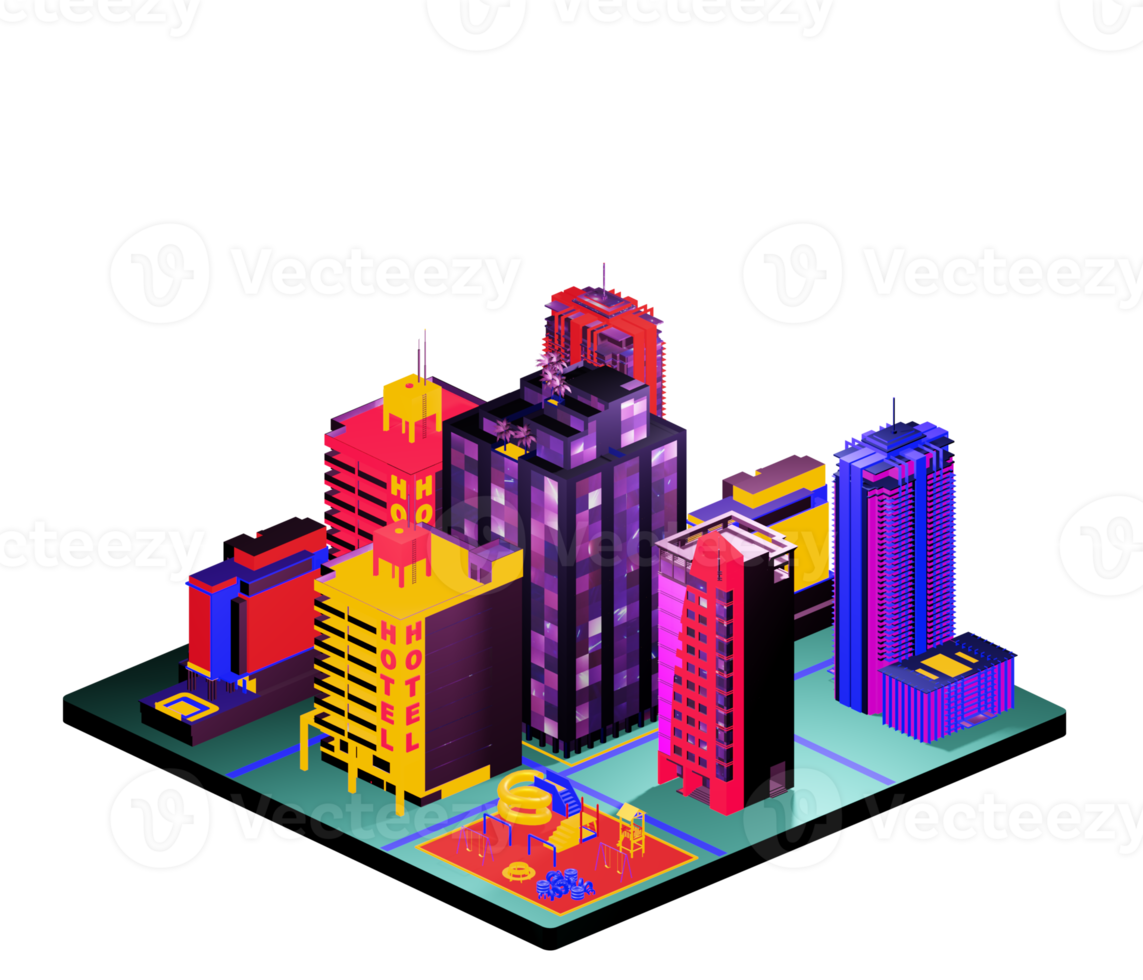 Isometric building in retro style png