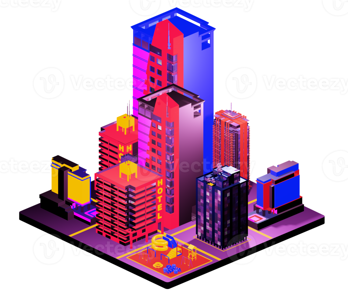 Isometric building arrangement png