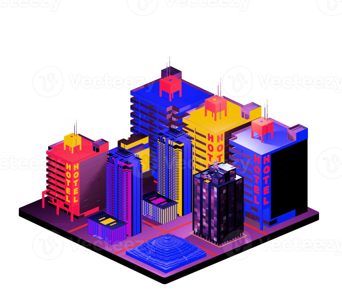 Isometric building arrangement png