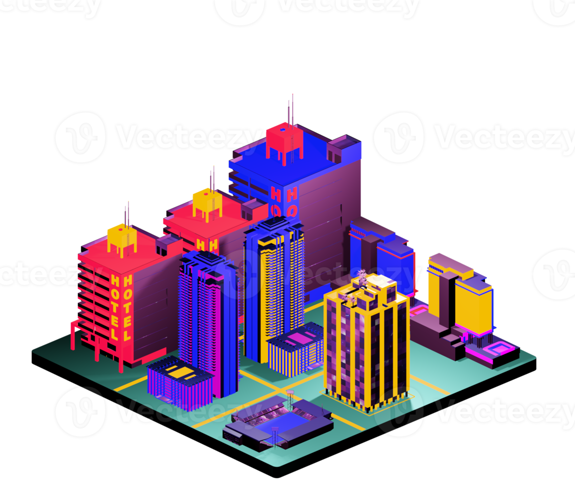 Isometric building arrangement png