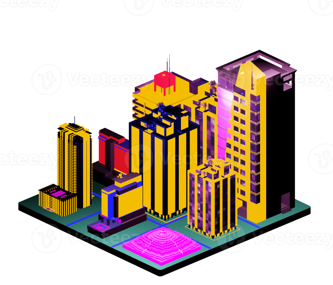 Isometric building arrangement png