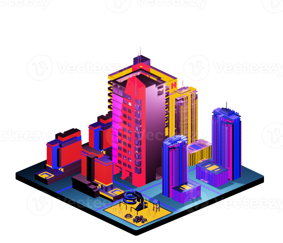 Isometric building arrangement png