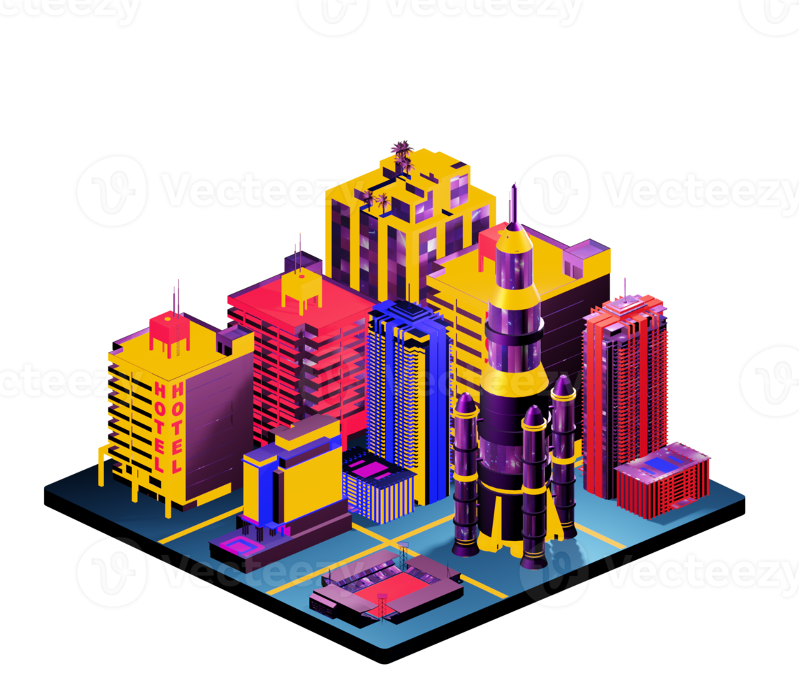 Retro isometric building png