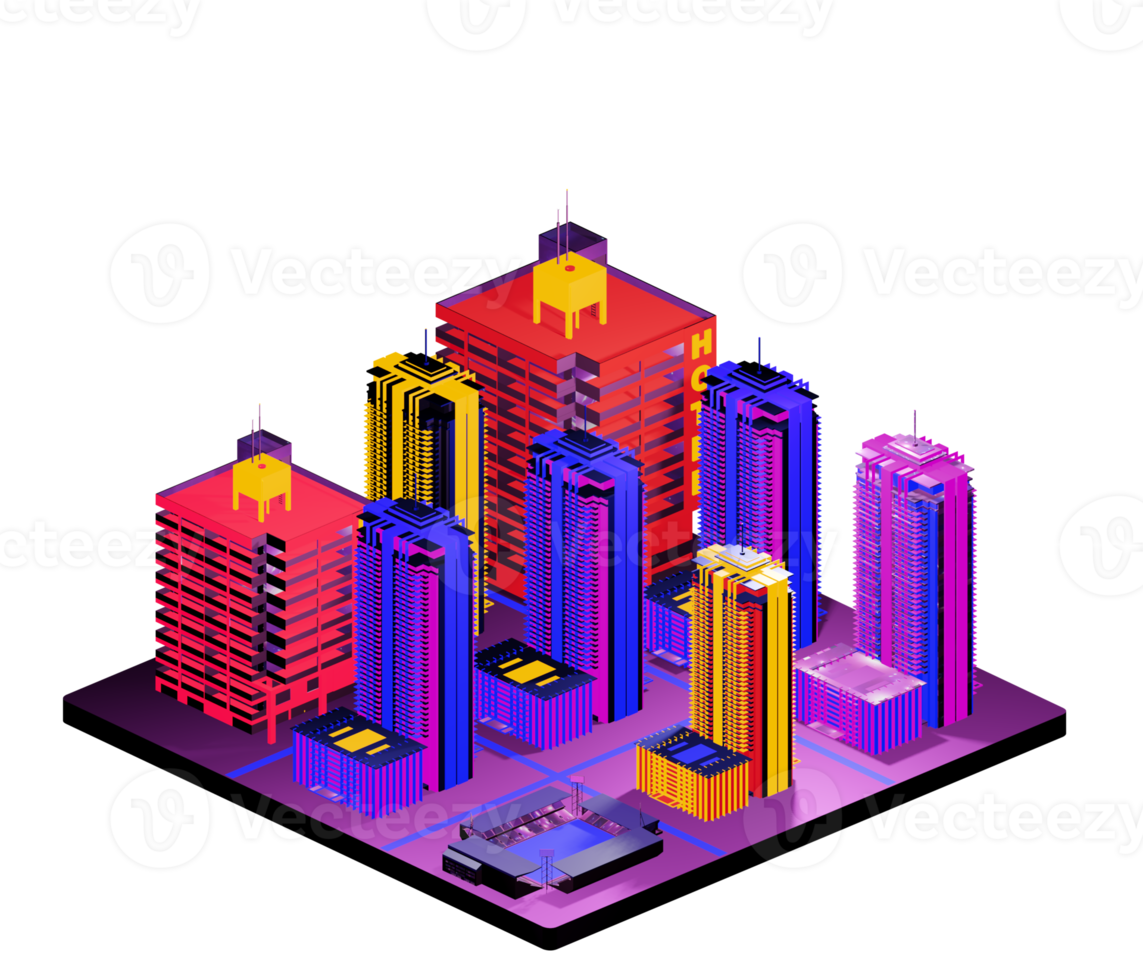 Retro isometric building png