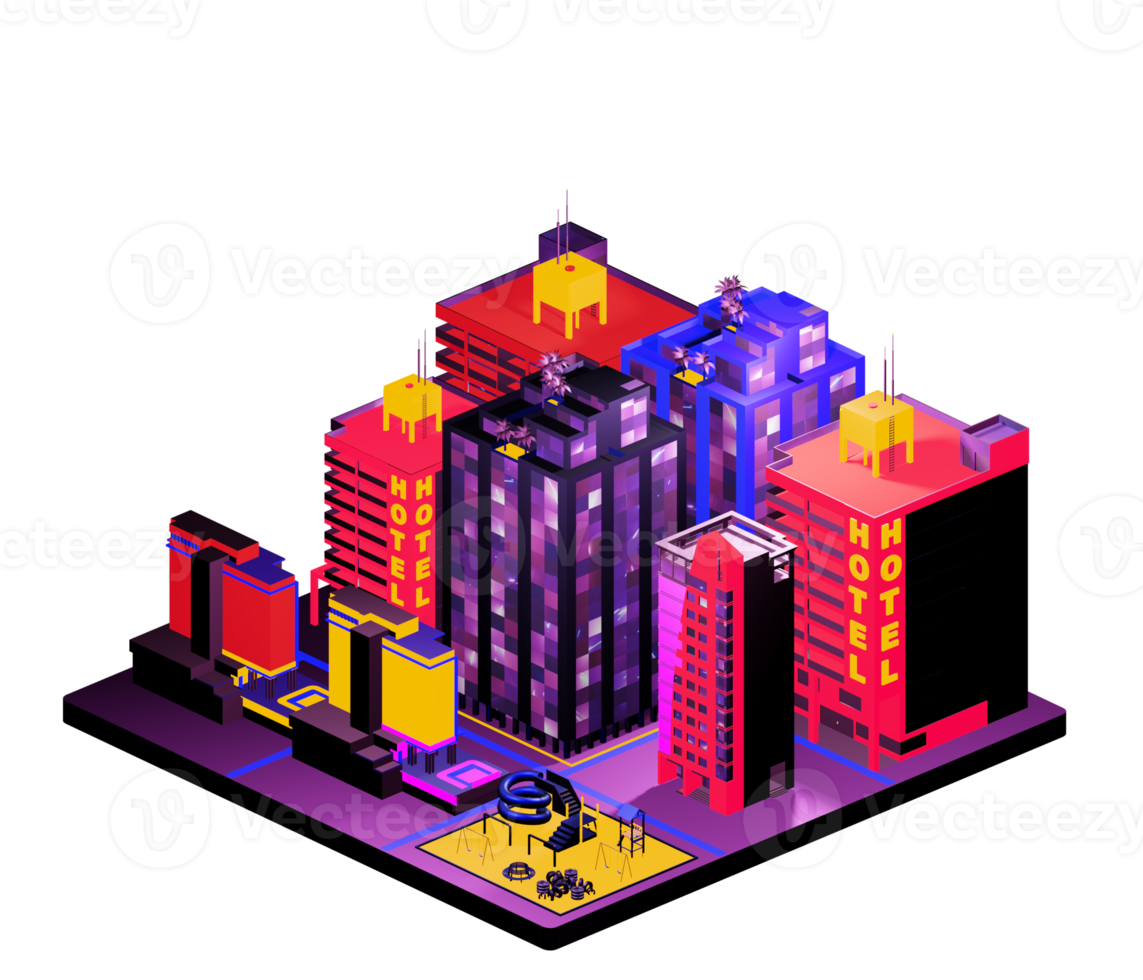 Isometric building arrangement png