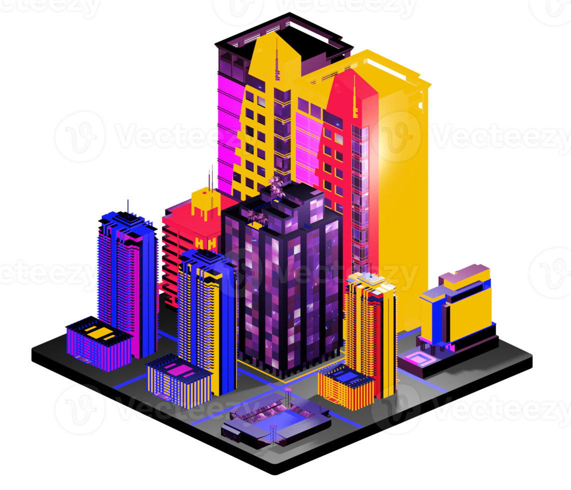 Isometric building in retro style png