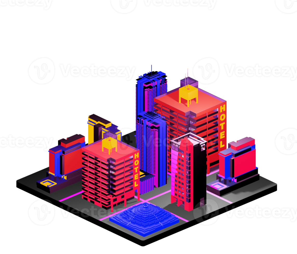 Retro isometric building png