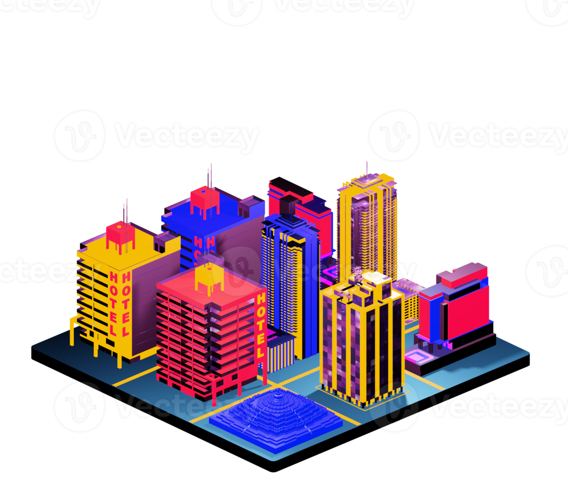 Isometric building arrangement png