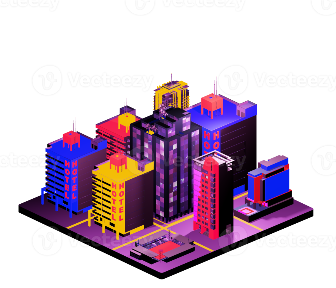 Isometric building in retro style png