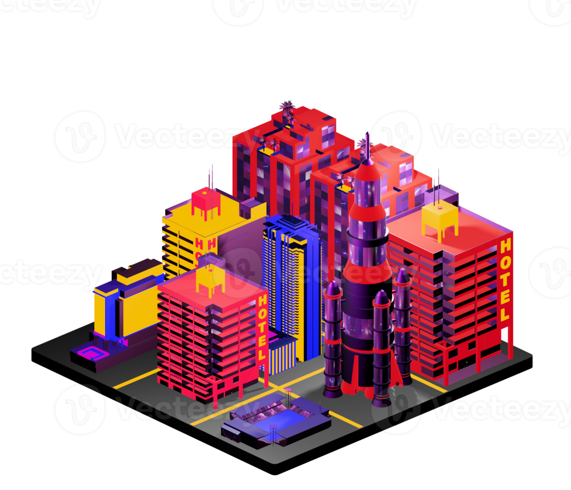Isometric building in retro style png