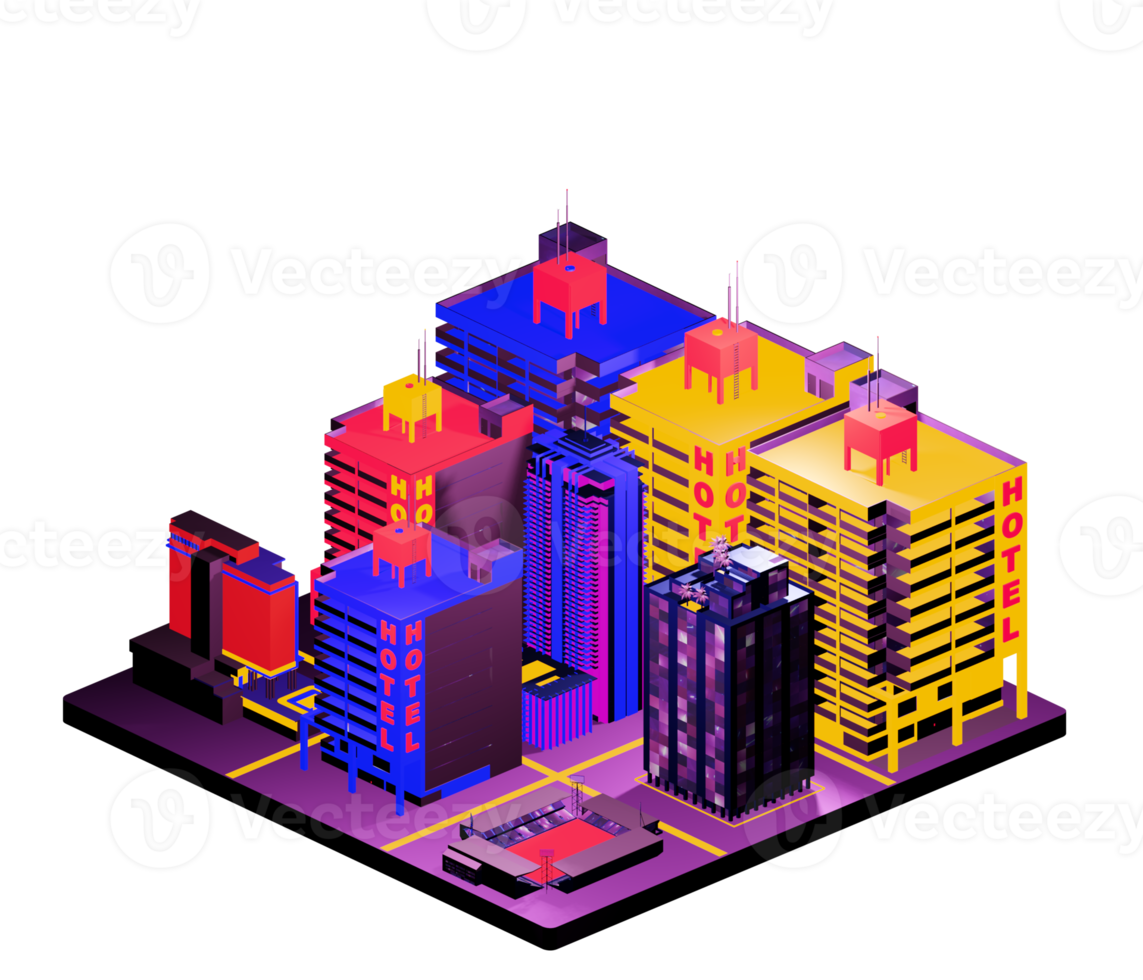 Retro isometric building png