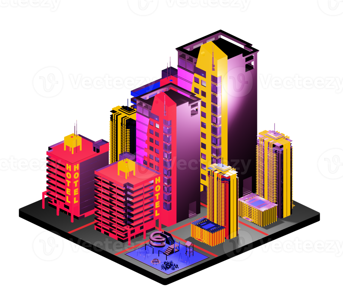 Retro isometric building png