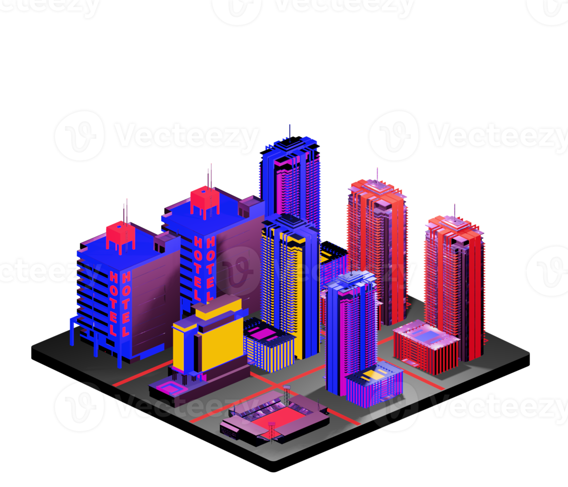 isometrico edificio nel retrò stile png