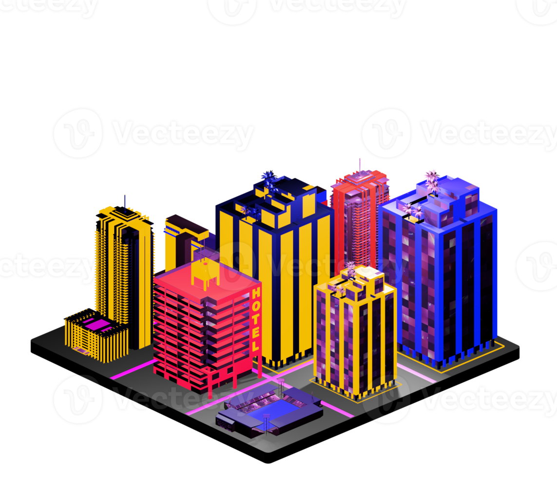 Isometric building arrangement png