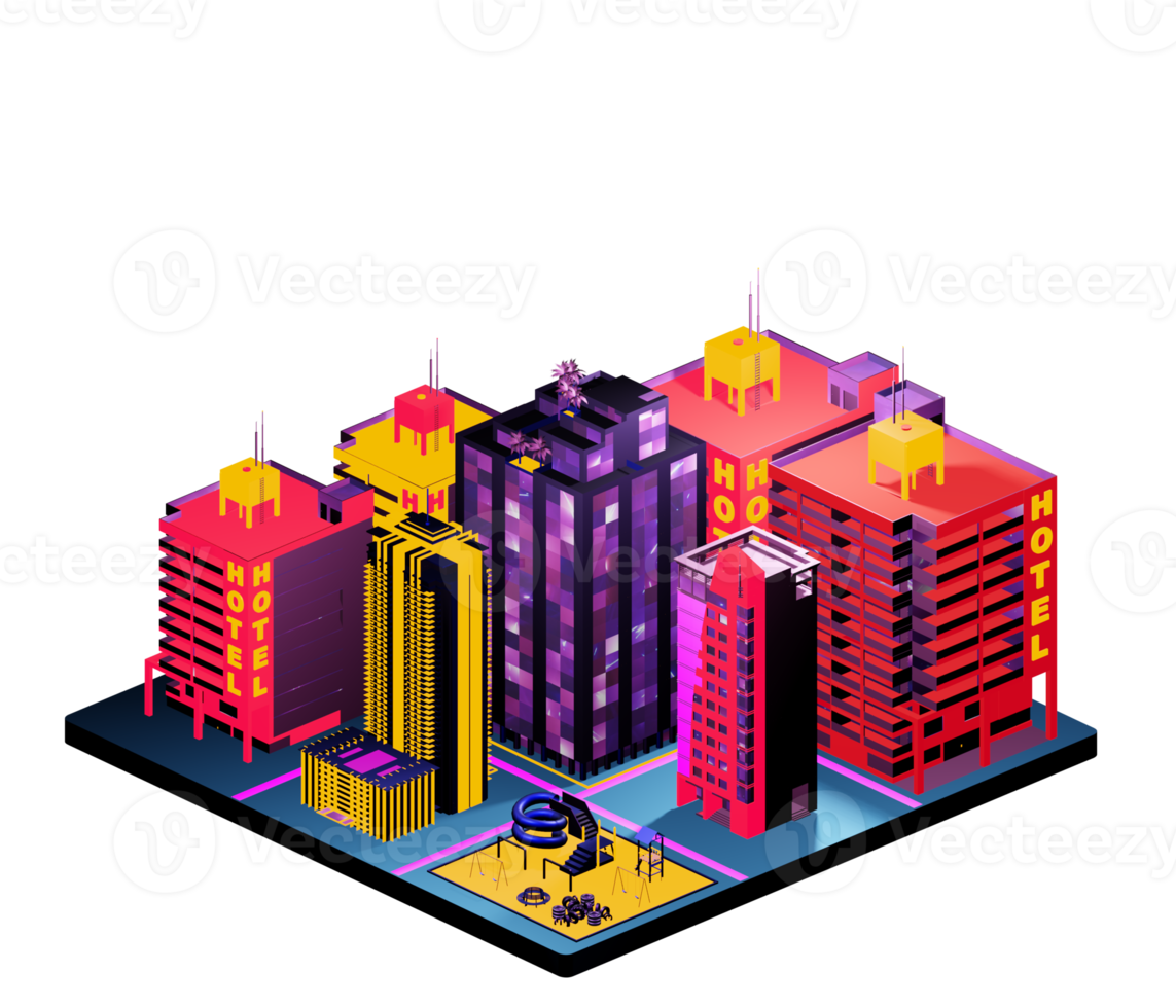 Isometric building arrangement png